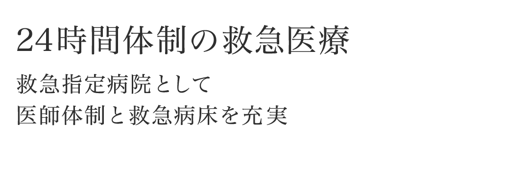 24時間体制の救急医療 救急指定病院として医師体制と救急病床を充実